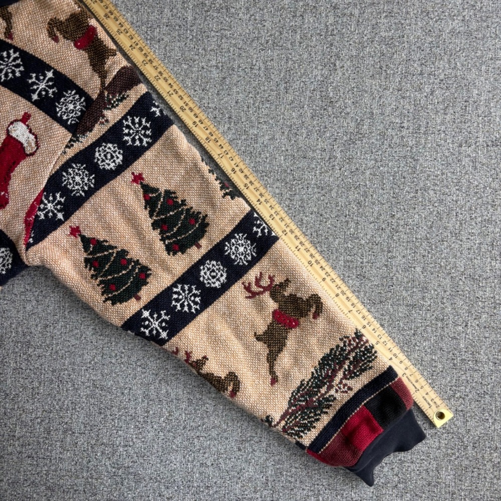 Sugar Street Weavers Sweater Unisex OS Tan Christmas Santa Reindeer Vintage USA - Picture 8 of 8
